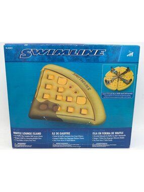Swimline Waffle Lounge Island Inflatable Float 82" x 61" Heavy Duty Vinyl 2 Cup